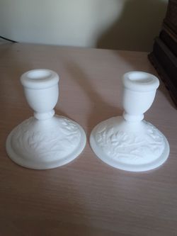 Imperial Glass Satin DoeskinRose Candlesticks