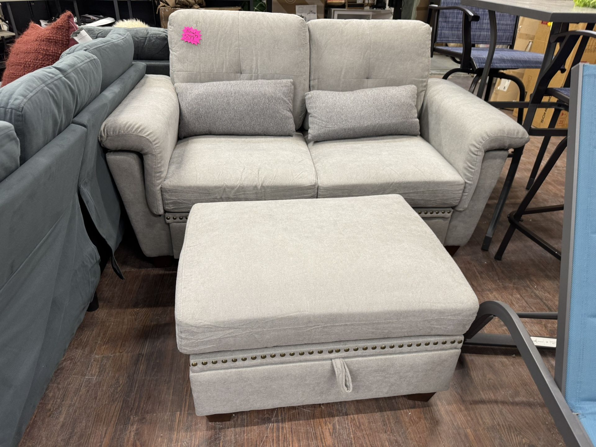 Sofa And Storage Ottoman New Fully Assembled