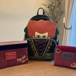 Loungefly Disney Hocus Pocus Winifred Mini Backpack Sanderson Sisters 3 Set