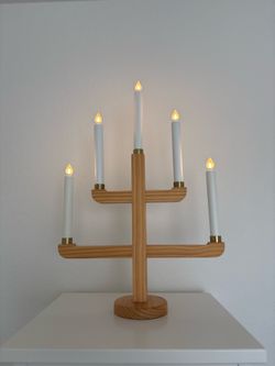 Swedish Wooden Candle Lamps (2 Available) – Scandinavian Decor