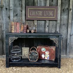 Farmhouse Style Console - Side Table with Lower  Display Shelf