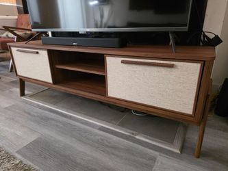 Mid century modern TV stand with shelves