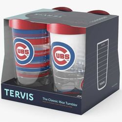 Chicago Cubs Tervis Tumbler Set 4 Pack 16oz Insulated Cups Lids NEW MLB Licensed