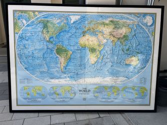 large professionally framed world map