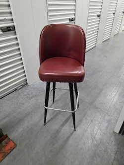 Sinogle Ring Swivel Bar Stool with Black Base and Crimson Vinyl Bucket Seat