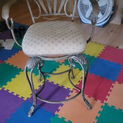 4 Upholstered Wrought Iron swivel stools