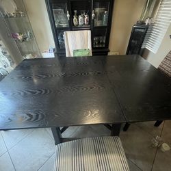 Black Antique Wood Dining Table 