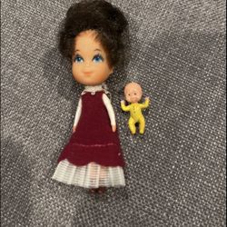 Vintage 1980's The Littles Mrs. Little Doll and Baby 
