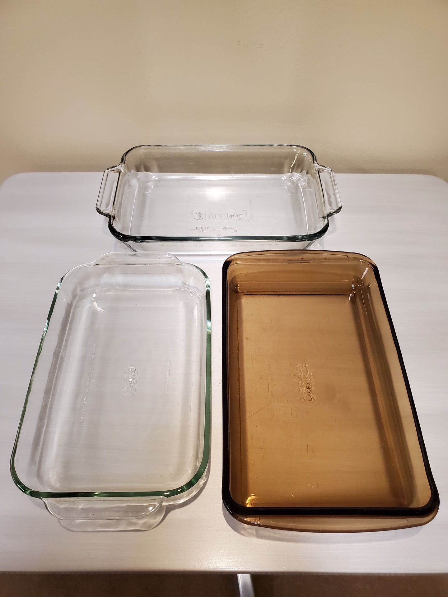 Three (3) GLASS BAKING DISHES - firm price.