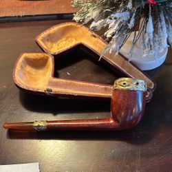 Antique Hand Made Briar Smoking Pipe In Original Case 