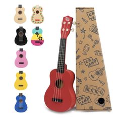Soprano Ukulele 21' Beginner Student Kids Guitar In Red