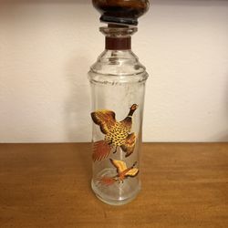 EMPTY Pheasants In Flight Decanter Glass Bottle With Stopper 