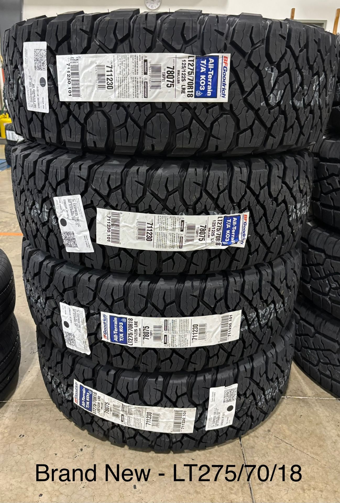 (4) - LT275/70/18 BF Goodrich All-Terrain T/A K03 Tires
