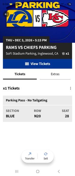 Tams vs Chiefs Parking - 12/3/26
