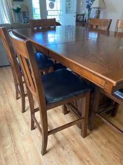 Dinner extendable high table with 6 chairs