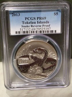 2013 Tokelau Islands $5 Reverse Proof 1 OZ Silver