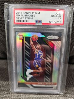 New York Knicks MIKAL BRIDGES Panini Prizm SILVER Rookie Card PSA 10