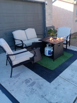 Patio Set Fire Pit And Furniture With Cushions