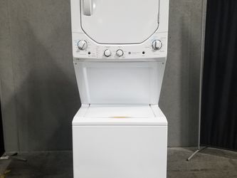 GE Unitized Spacemaker(R) 2.3 cu. ft. Capacity Washer with Stainless Steel Basket and 4.4 cu. ft. Capacity Electric Dryer (GUD24ESSMWW-D-377C)