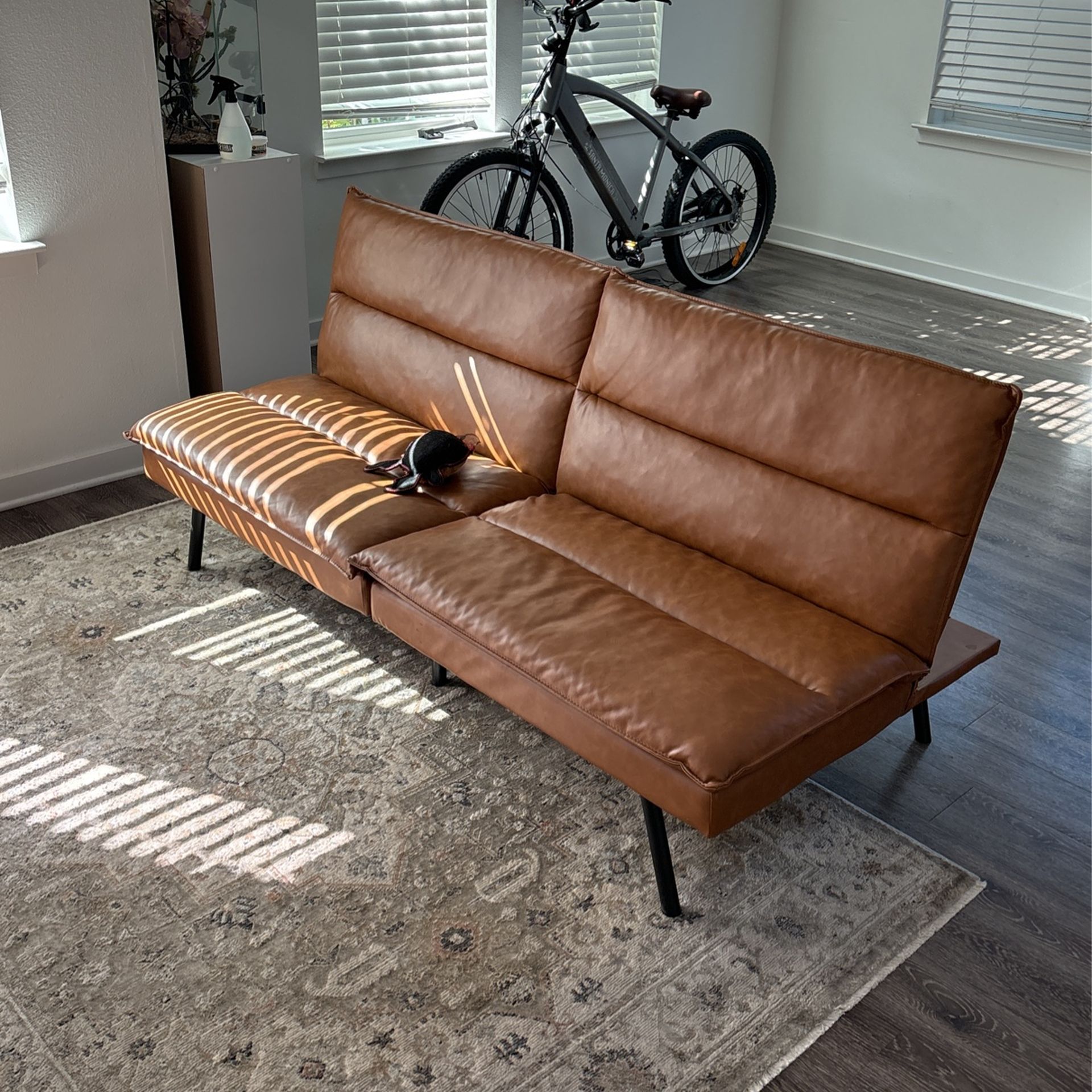 Brown Leather Futon
