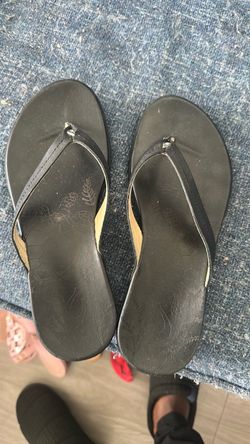 Black Flip Flop Sandals with Embossed Footbed
