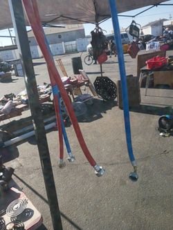 Red and Blue Braided Hoses with Metal Fittings