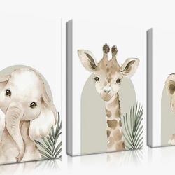Nursery Wall Decor Set Of 3, Cute Animals