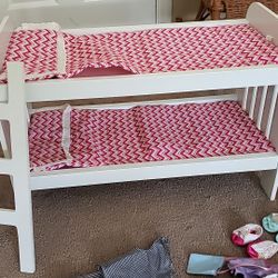 American Doll, Bunk Bed Dresser, TV, Lamp that works, clothes , shoes & bean bag.