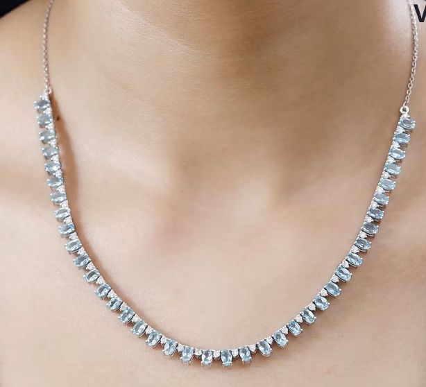 Premium Betroka Blue Apatite & Moissanite Necklace - new!