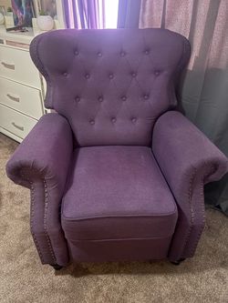 Purple fabric recliner
