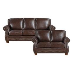 Brand new black or brown real leather sofa + loveseat 2PCs set