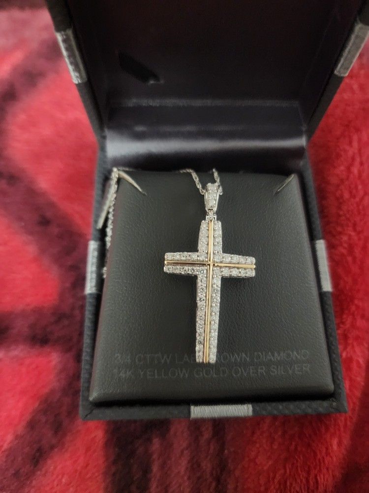Real Diamond Cross Pendant Necklace