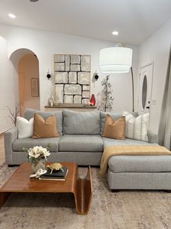Gray Fabric Sectional Sofa with Chaise