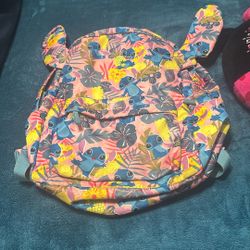 Stitch, backpack, and stich neck pillow
