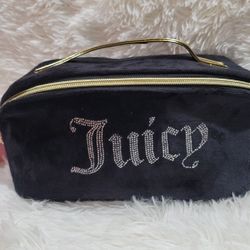 Juicy Couture Black Velour Cosmetic Bag Travel Case 2024 Brand New With Tags 