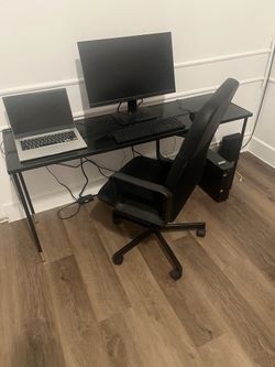 Glass desk and chair