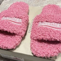 Balenciaga fur slides