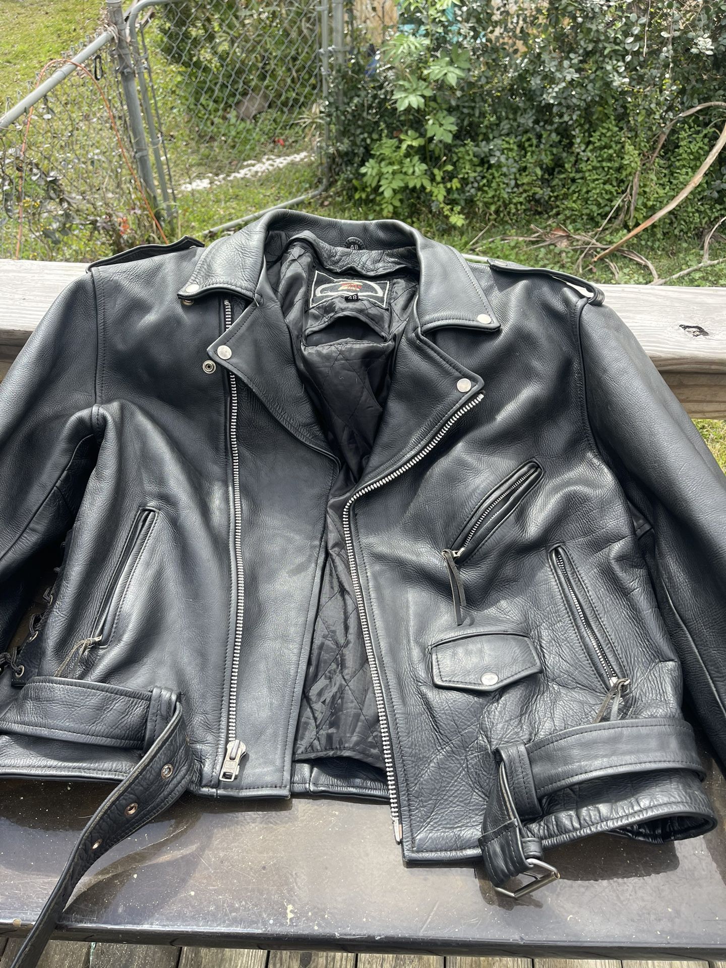 Mens Heavy Leather Biker Jacket