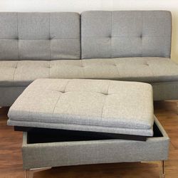Gray Futon & Ottoman 