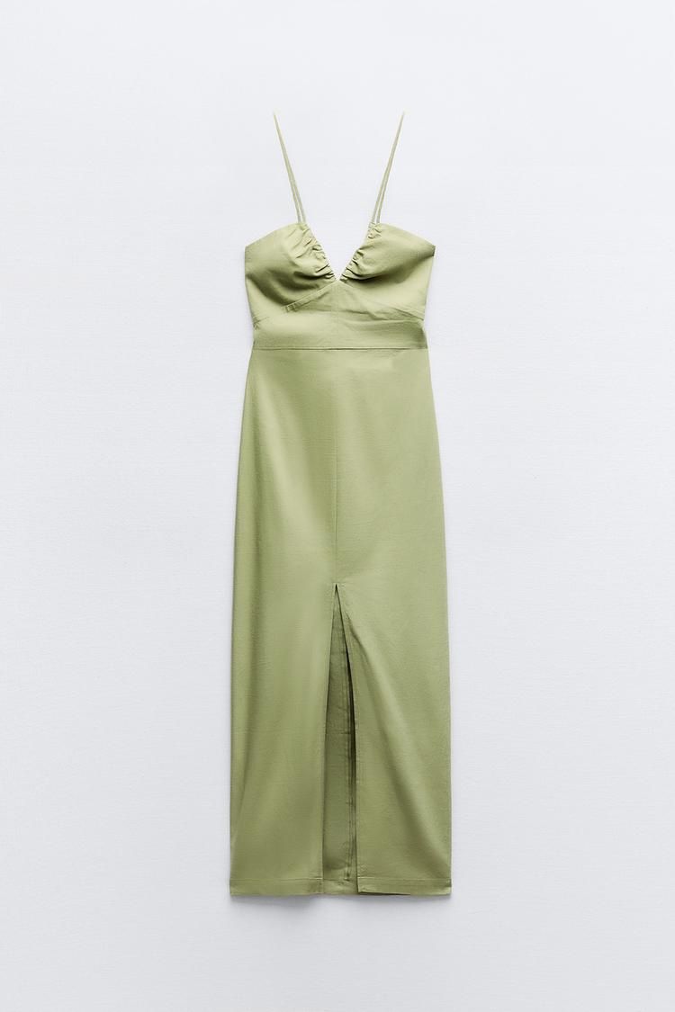 ZARA / Linen Blend Midi Dress Size S - NEW PRODUCT
