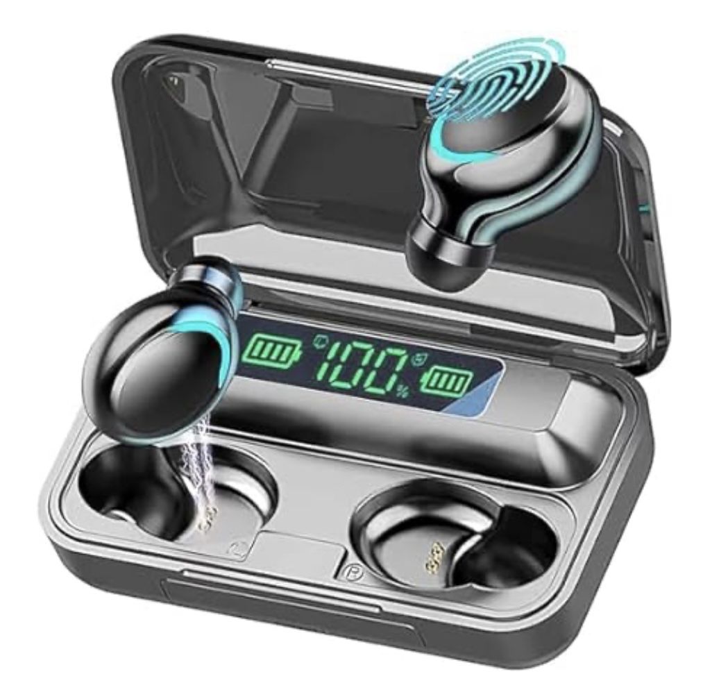 Wireless Earbuds with Large Charging Case and Phone Charging Function, IPX5 Waterproof, Hi-Fi Stereo Sound, Touch Control, for iOS/Android