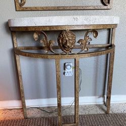 Coral Top Metal Entry / Foyer Table Mirror Set 