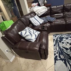 Leather Sectional With Electric 