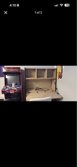 Light Oak Secretary Desk with Storage Cubbies