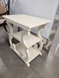 White Matte Multi-Tiered Wooden Side Table