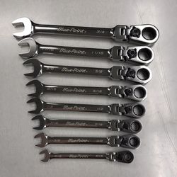 Blue Point 8pc Flex Head Ratcheting Combo Wrench Set  5/16-3/4” **OPEN BOX NEVER USED**      (24)