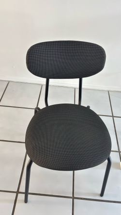 White dining table for six and four very comfortable grey chairs; in excellent, sturdy condition. I am selling them because I am moving.