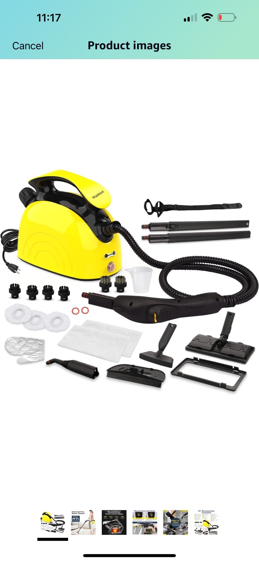 Steam Cleaner, Multipurpose Powerful Steamer with 21 Accessories, Portable Handheld Steam Mop with 38OZ Tank, Natural Cleaning for Home Use, Floor, Gr
