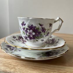 Antique Aynsley “Violette” Cup, Saucer, & Side Plate