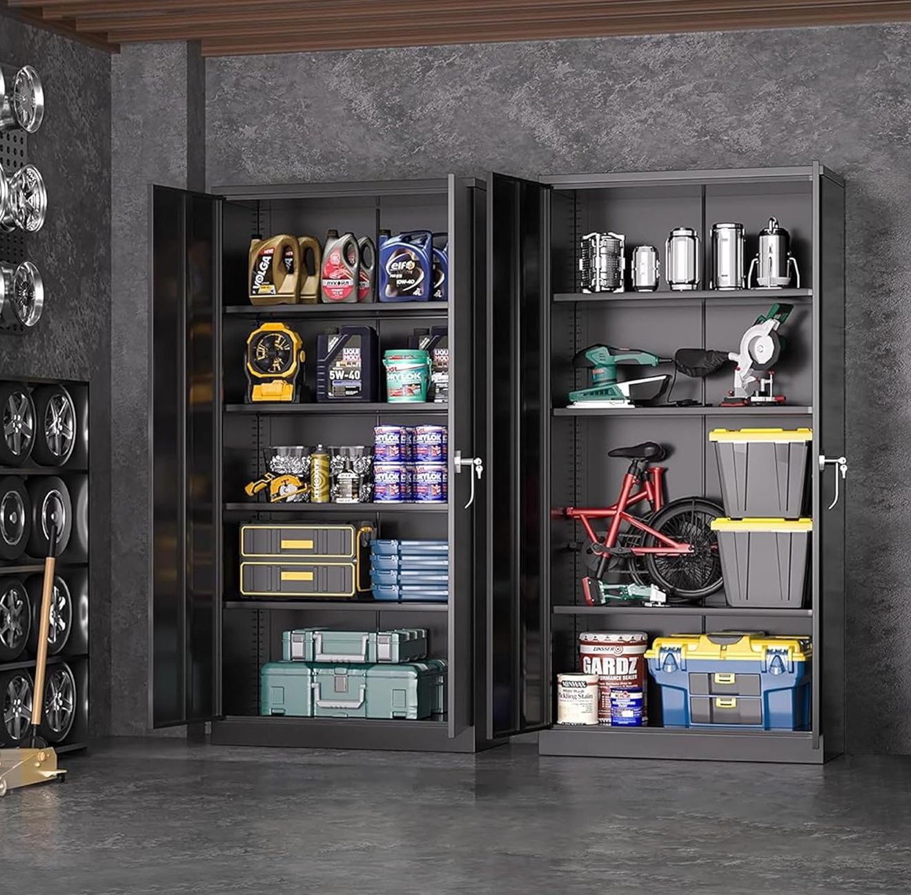 Heavy Duty Garage Metal Cabinets Storage Shelves 